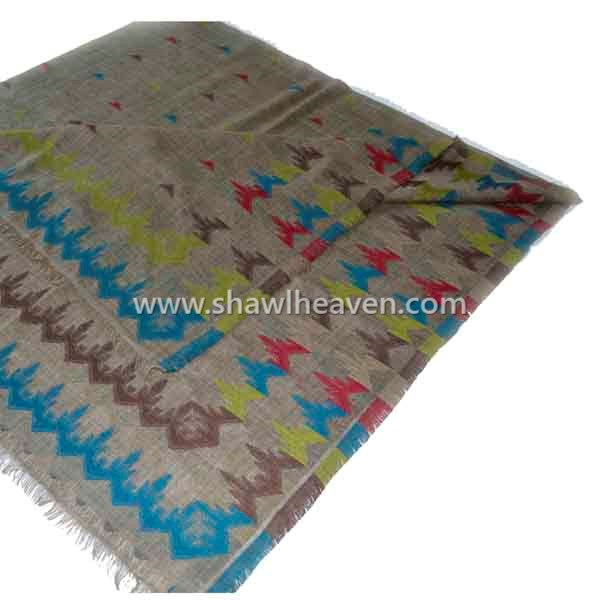 Aztec triangle multicolor pattern square wool scarf
